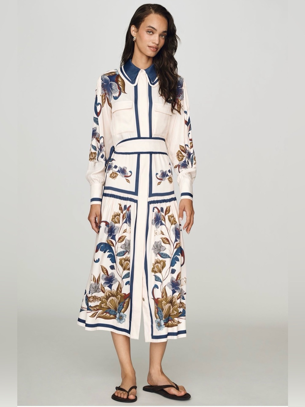 Farm Rio Golden Nature Belt Midi Dress NWT Size S